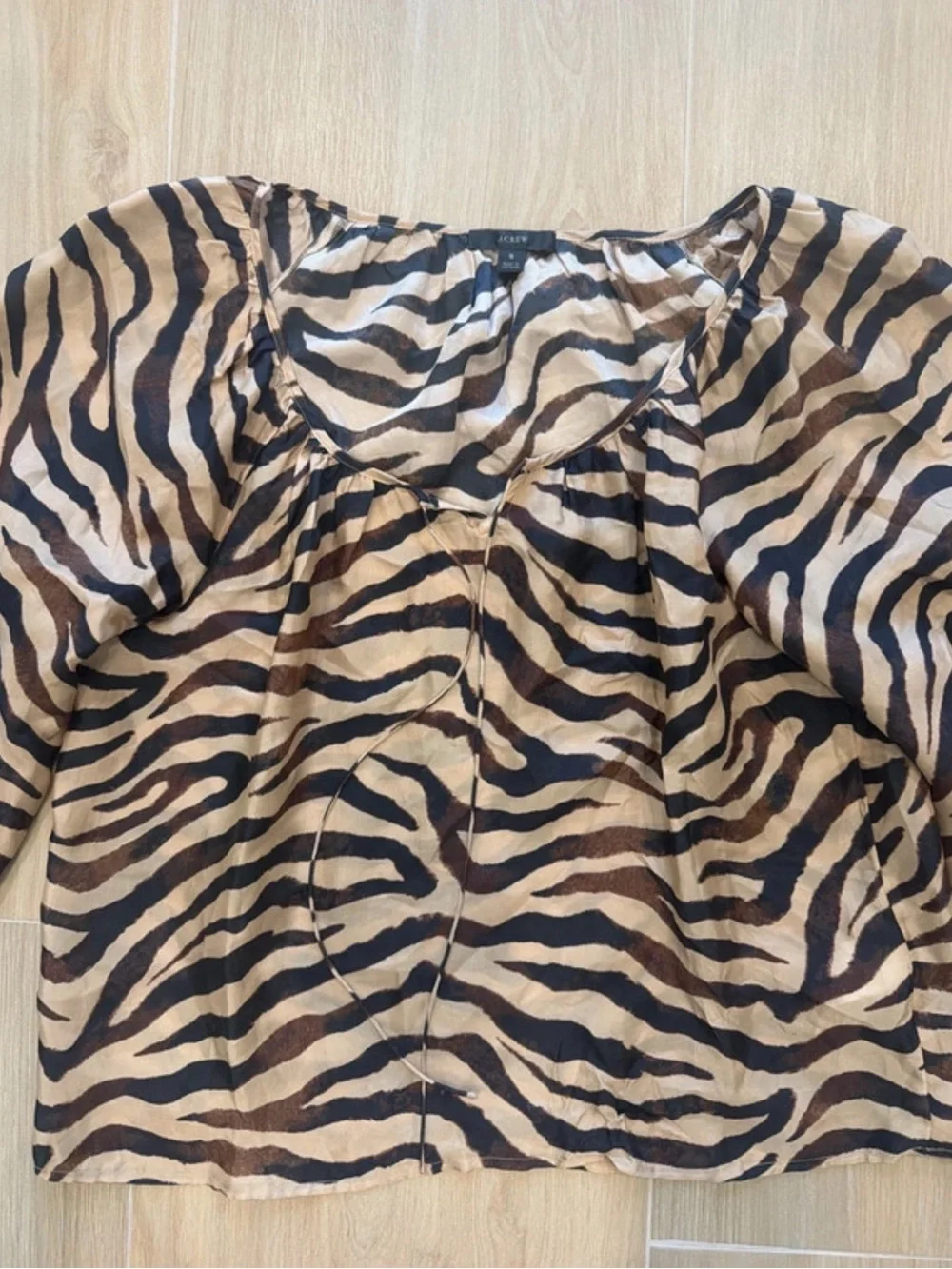Women’s Jcrew Zebra Print Puff Sleeve Top - Tan/Black